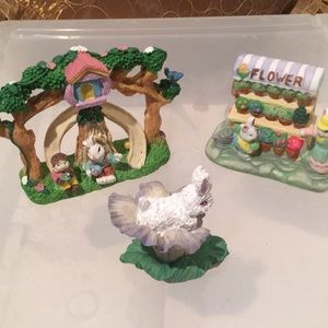NWOT Vintage 1990s Easter village collectible figurines